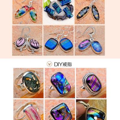 曼德1707006-10-2DIY工具 中空玻璃生產(chǎn)線熱熔玻璃切塊500克裝藍(lán)底各種花型混裝圖案飾品熱熔玻璃材料