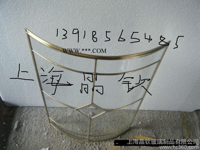 供應上海晶欽JQ013熱彎銅條玻璃，櫥柜銅條玻璃