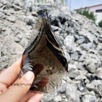 供應(yīng)深棕色玻璃石塊  微景觀裝飾 園林造景石籠墻玻璃 不規(guī)則玻璃塊