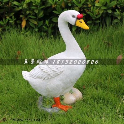 玻璃鋼白鵝雕塑，玻璃鋼仿真動物雕塑