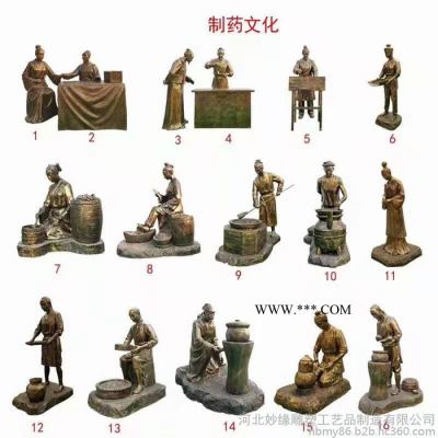 妙緣銅雕加工定制 景區(qū)玻璃鋼人物雕塑 推磨盤人物雕像 玻璃鋼 做農耕雕塑