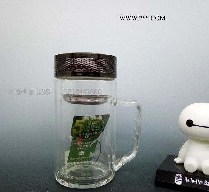 厚底辦公玻璃杯 雙層玻璃辦公杯 真空玻璃辦公杯