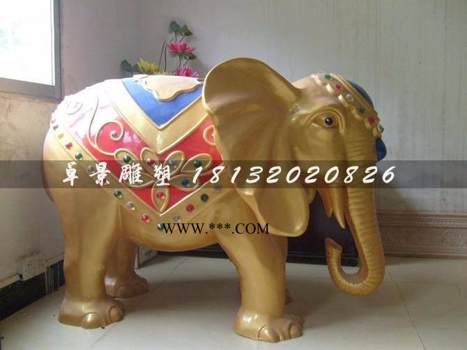 鑲嵌寶石的玻璃鋼大象，招財動物雕塑