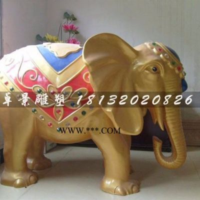 鑲嵌寶石的玻璃鋼大象，招財動物雕塑