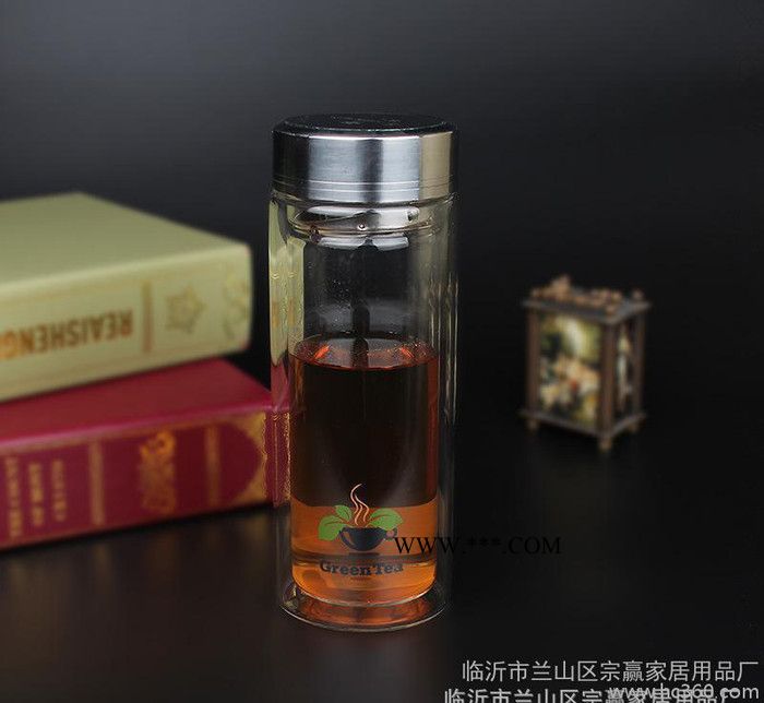 直銷 加厚底雙層真空玻璃杯  印字定制禮品廣告玻璃杯