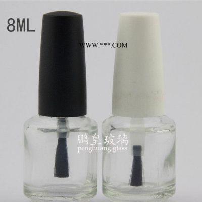 現(xiàn)貨8ml圓柱形玻璃指甲油瓶 透明甲油瓶 配套黑色蒙砂蓋毛刷