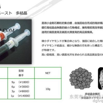 日本HASHIMOTO鉆石膏研磨膏拋光膏1u3u6u9u單結(jié)晶多結(jié)晶原裝