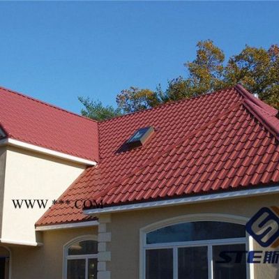 斯太爾1430*420木紋型木屋古建金屬瓦蛭石彩石金屬瓦片廠家
