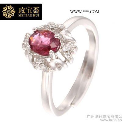 **時(shí)尚純銀鑲天然寶石指環(huán)彩寶戒指925銀鑲石榴石戒指手飾