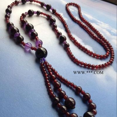 天然石榴石項(xiàng)鏈時(shí)尚長(zhǎng)款毛衣鏈水晶項(xiàng)鏈女美容石