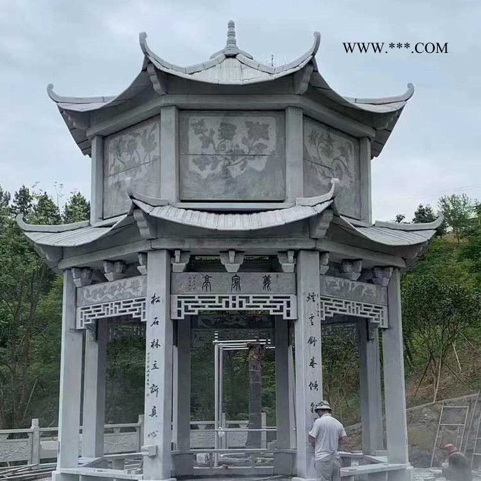 石涼亭設(shè)計(jì) 古建長廊石亭子供應(yīng) 花崗石石雕石亭子圖片
