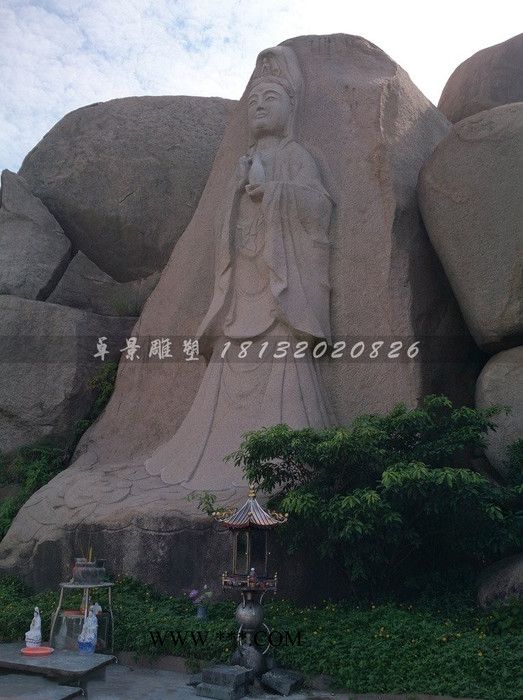大理石觀音菩薩雕塑，海邊景觀石雕