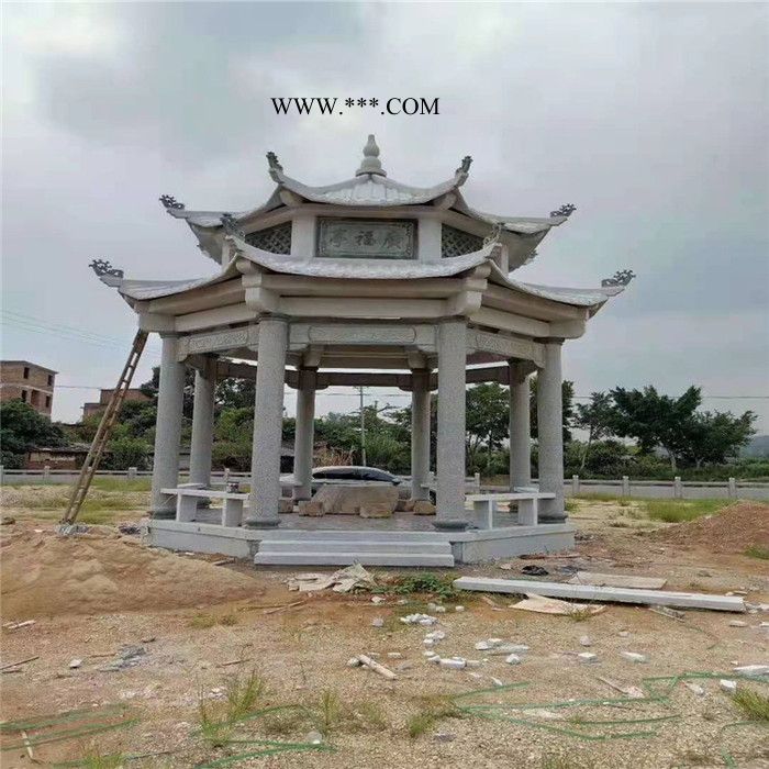石涼亭雕刻 景區(qū)擺件石亭子定制 花崗石石雕石亭子報(bào)價(jià)