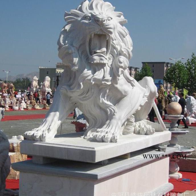 歐式石獅 現(xiàn)代走勢爬獅 漢白玉石雕獅子 大理石石獅子