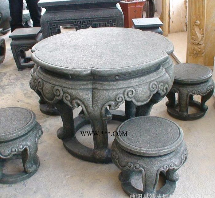 曲陽石雕 大理石仿古石桌石凳 石雕仿古石凳青石