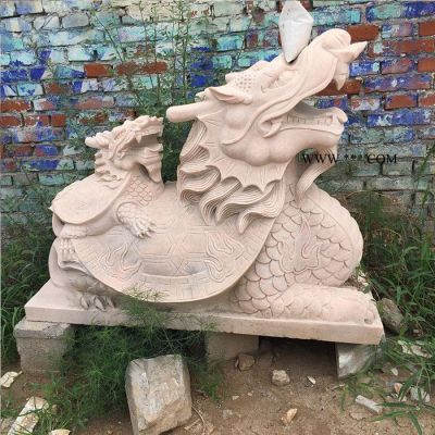 沐澤廠家定制石雕招財動物晚霞紅石材貔貅麒麟大理石神獸雕刻擺件