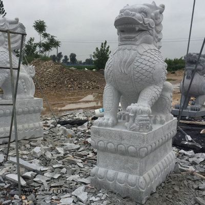 沐澤直銷大理石麒麟家用青石招財麒麟庭院風(fēng)水神獸石雕擺件