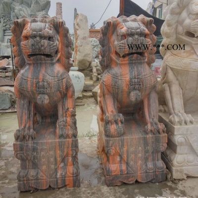 晚霞紅石獅子 石獅子大理石 威猛雄壯 是實(shí)力的象征