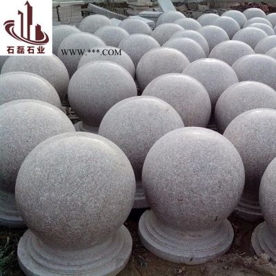 廣場石材圓球 石磊石業(yè) 五蓮紅車止石 大理石路障球
