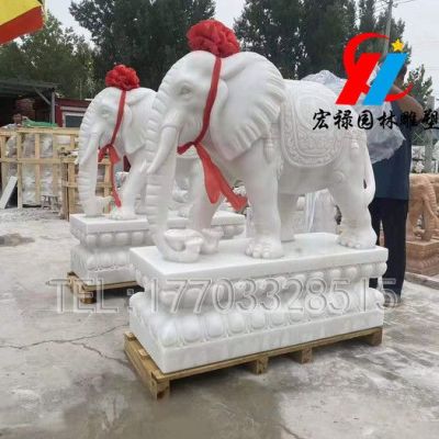 大理石漢白玉大象石雕小象招財鎮(zhèn)宅大象吉祥如意元寶石雕大象