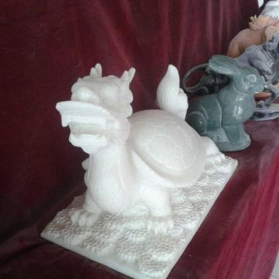 石雕龍龜 漢白玉大理石龍龜 動(dòng)物雕塑擺件 曲陽石雕 可定做