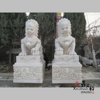 鑫石韻雕塑 專業(yè)定制 石獅子 漢白玉石獅子 大理石石獅子
