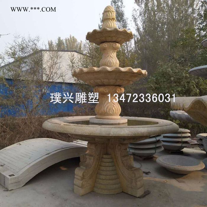 璞興雕塑 石雕噴泉花崗巖噴泉黃銹石噴泉大理石噴泉廣場景觀噴泉