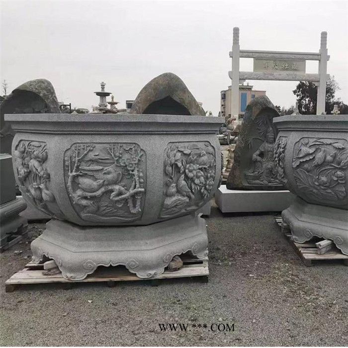 中輝 現(xiàn)貨青石石雕仿古魚(yú)缸 別墅園林流水?dāng)[件養(yǎng)魚(yú)盆 浮雕花缸裝飾 大理石魚(yú)缸