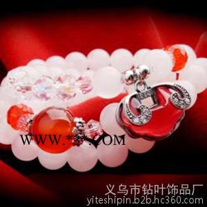 民族風(fēng)飾品 七夕情人節(jié)禮物 紅瑪瑙粉水晶多元素長款多層手鏈