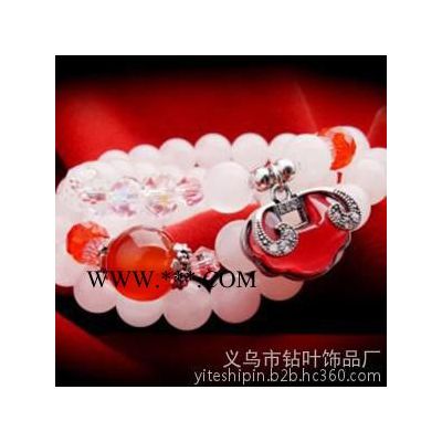 民族風(fēng)飾品 七夕情人節(jié)禮物 紅瑪瑙粉水晶多元素長(zhǎng)款多層手鏈