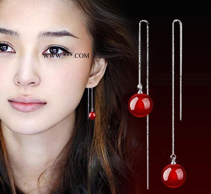 925純銀耳飾 女款 時(shí)尚**瑪瑙耳線(xiàn) 女耳墜飾品 批發(fā)