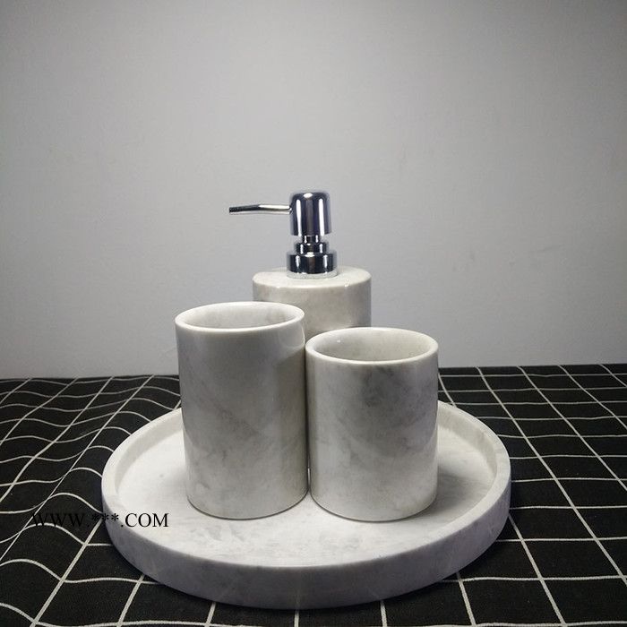 南威白色大理石家居酒店托盤套裝創(chuàng)意家庭酒店衛(wèi)浴套件用品 衛(wèi)浴四件套