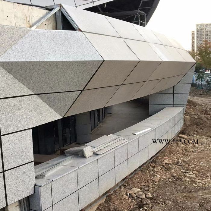 粵藝佰大理石花紋鋁單板，外墻仿石材紋理鋁板材料，裙樓檐口造型石紋漆鋁單板廠家