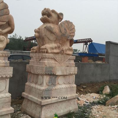 沐澤供應(yīng)天然石材動(dòng)物大理石貔貅**公司酒店門(mén)口擺放吉祥動(dòng)物