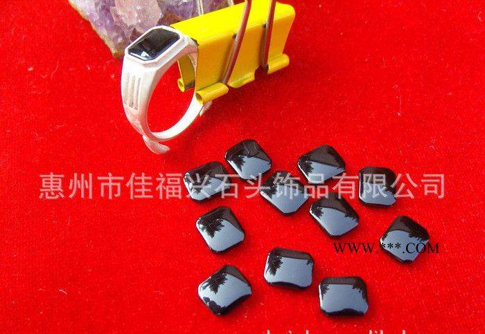 天然瑪瑙高品質(zhì)AAA級(jí)黑瑪瑙10*12 倒角長(zhǎng)方形戒面裸石 來(lái)樣加工