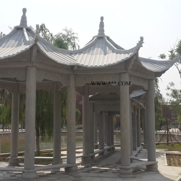 **石亭子 戶外石亭 景觀石亭 公園休閑涼亭 別墅庭院六角亭 大理石石亭
