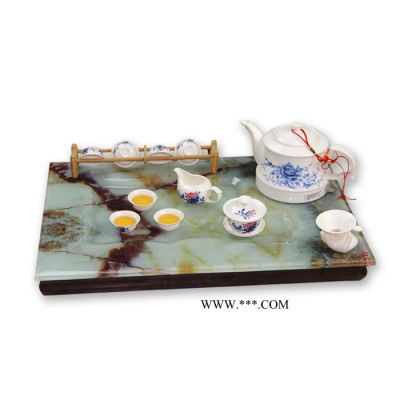 中四方 瑪瑙石 帶電壺 琉璃茶盤(pán)