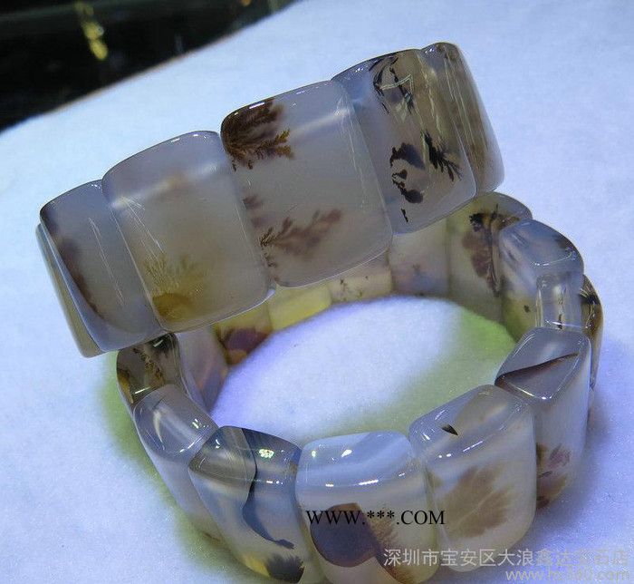 批發(fā) 水草瑪瑙手排手鐲 海洋玉髓手排 手工制作
