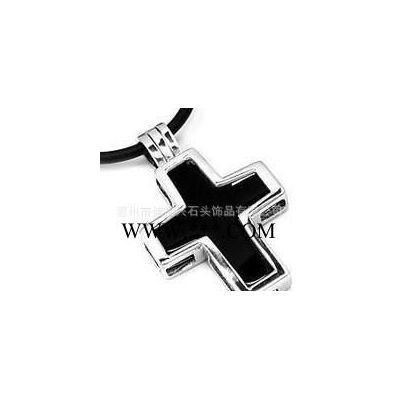 23mm*35mm*4mm訂做黑瑪瑙十字架吊墜 寶石宗教十字架