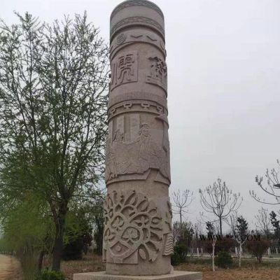 大理石龍柱  古代仿古石雕龍柱 大理石文化柱廠家報價 來電定制