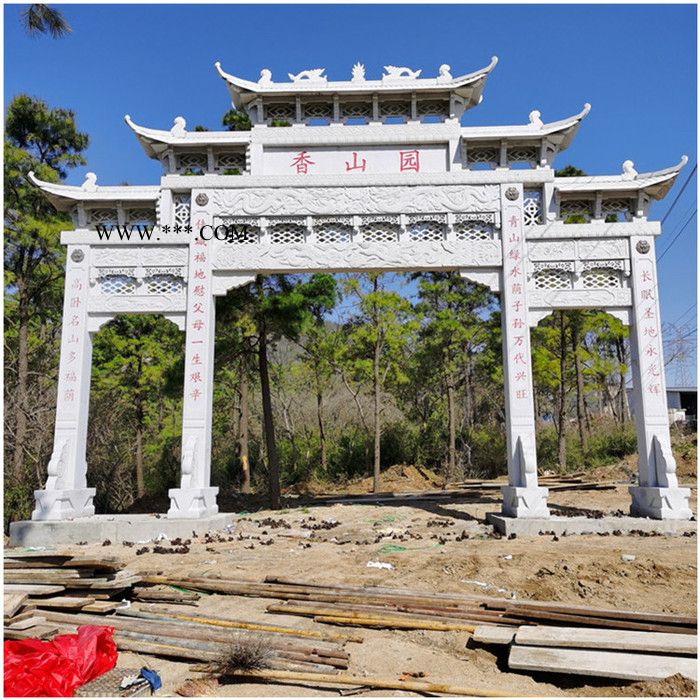 廠(chǎng)家定制石雕牌坊 大理石雕刻牌坊 景區(qū)村莊入口青石石雕牌坊 古建石牌坊