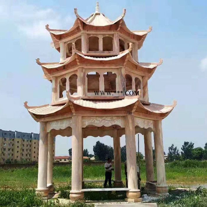 星博石業(yè) 廠家定做花崗巖四角亭青石六角亭大理石乘涼亭庭院涼亭單層四角亭
