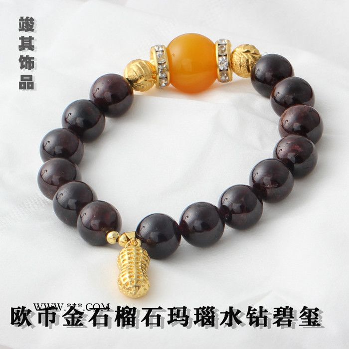 時尚百搭女士瑪瑙手鏈錢袋歐幣金飾品送閨蜜禮物女士自然風手飾