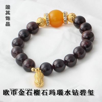 時尚百搭女士瑪瑙手鏈錢袋歐幣金飾品送閨蜜禮物女士自然風手飾