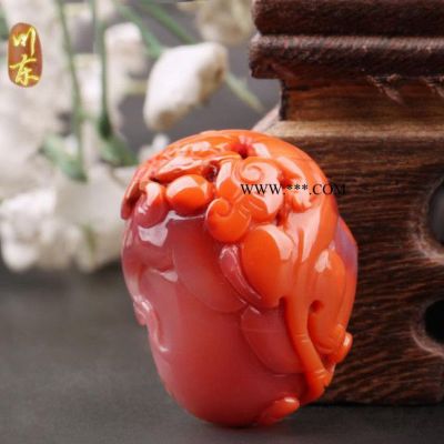 川東珠寶 南紅瑪瑙精美手工雕刻拋光掛件 直銷25-35