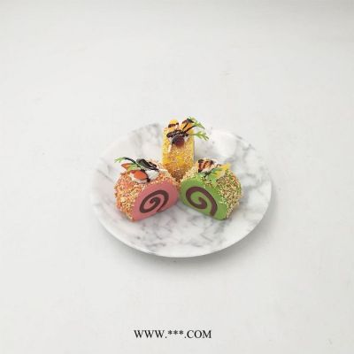 卡拉拉白大理石圓形水果托盤 簡約家居酒店裝飾收納盤果盤 可定制私人logo