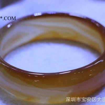 廠價直銷 天然黃白玉髓圓形手鐲 2.0寬 冰種玉髓瑪瑙手鐲批發(fā)