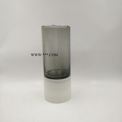 大理石玻璃組合現(xiàn)代簡約圓柱形花瓶擺件 客廳插花水培花器花瓶 玻璃制品花瓶
