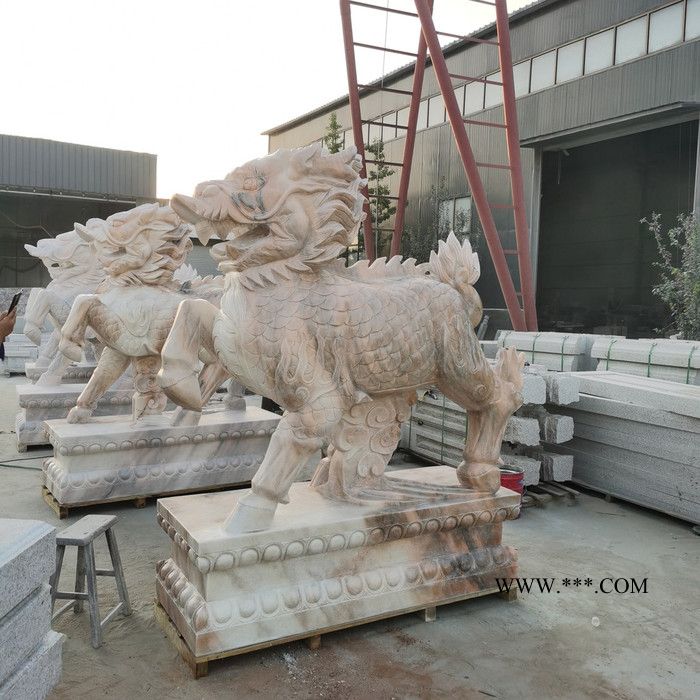 河北源頭廠家  大理石 祥瑞麒麟   漢白玉麒麟廠   石雕麒麟報價  現(xiàn)貨直發(fā)