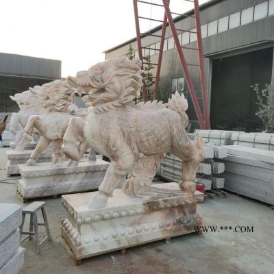 河北源頭廠家  大理石 祥瑞麒麟   漢白玉麒麟廠   石雕麒麟報(bào)價(jià)  現(xiàn)貨直發(fā)
